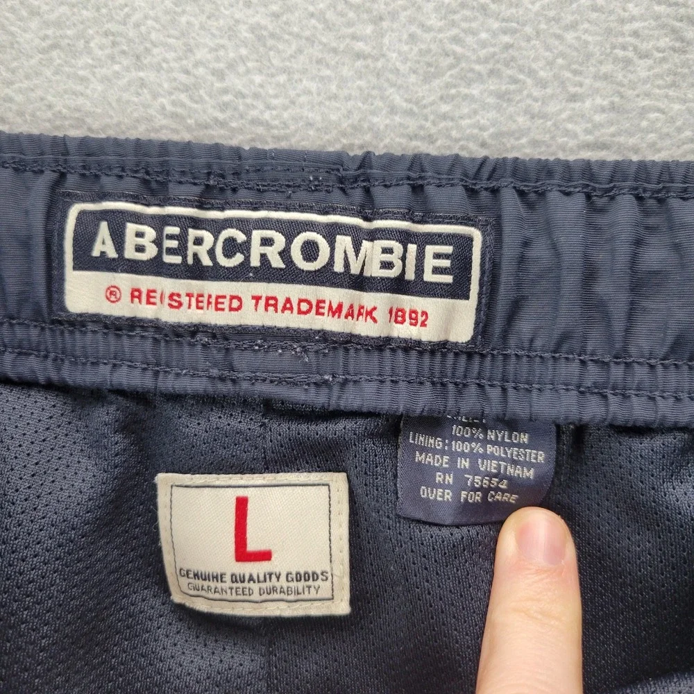 Abercrombie‎ & Fitch Track Pants Mens Large Navy Blue Nylon Side Stripe Vintage